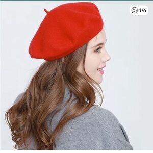 Epoch Vintage Wool French Beret Hat Orange